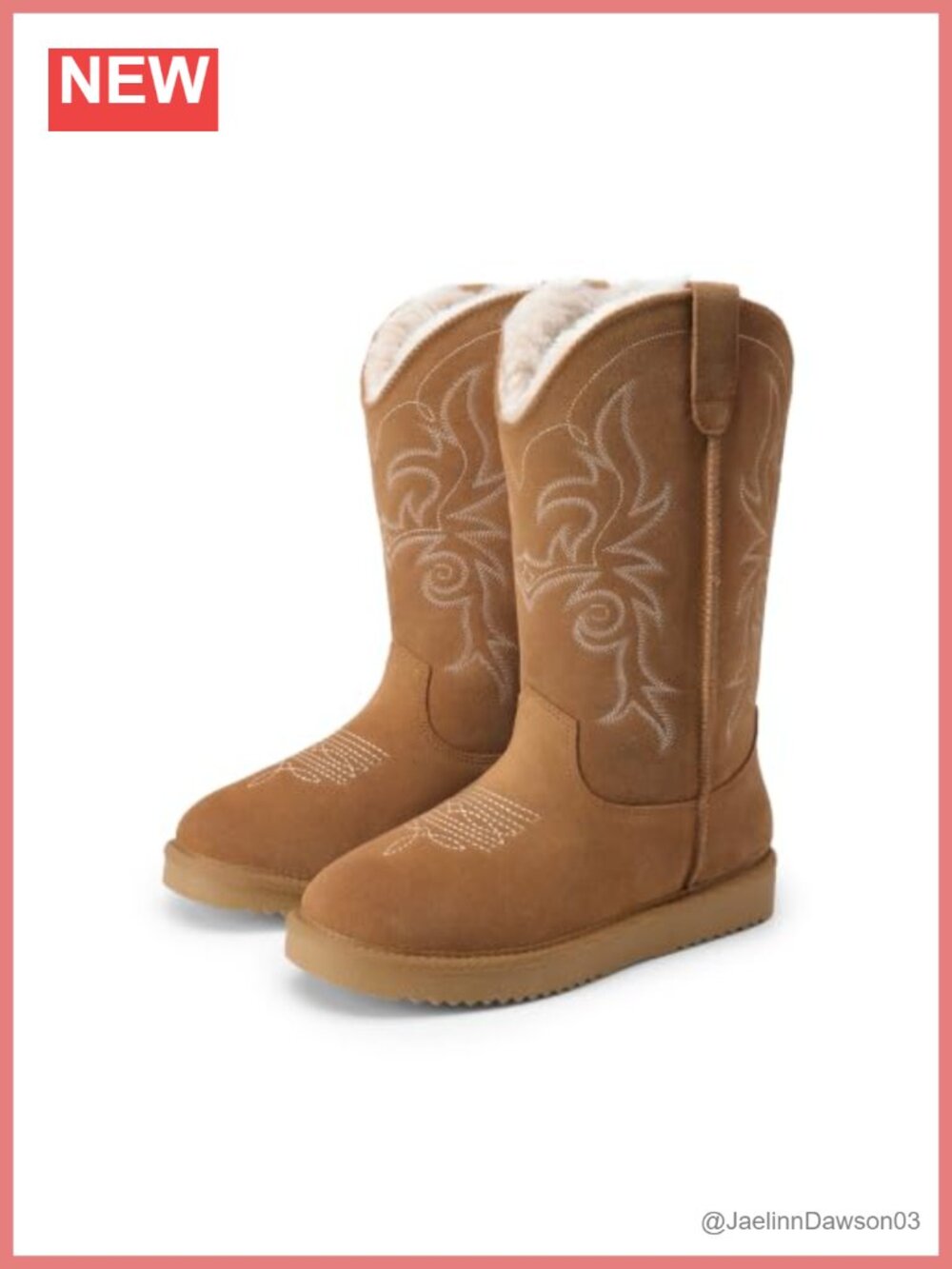 Dream Pairs Women's Suede Cowboy Winter Snow Boots Knee High Faux Fur Lined